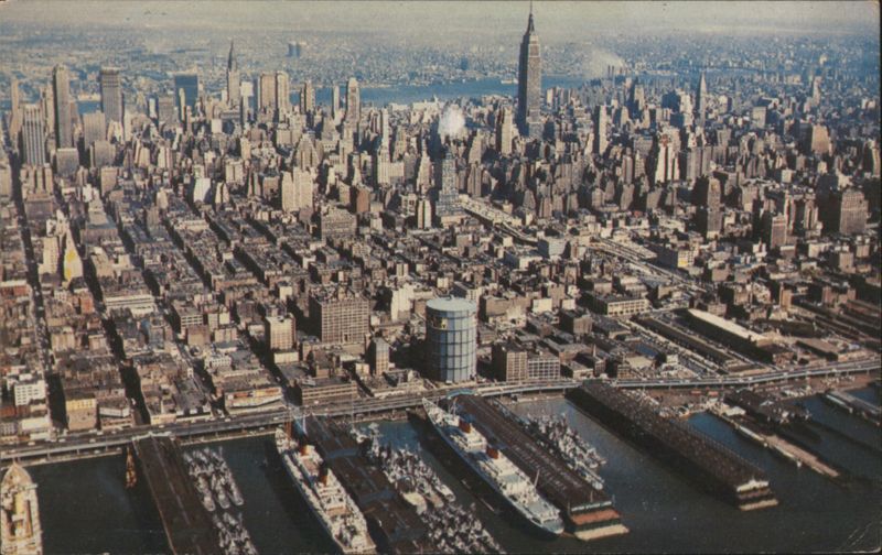 Air view of famous midtown Manhattan skyline New York City
