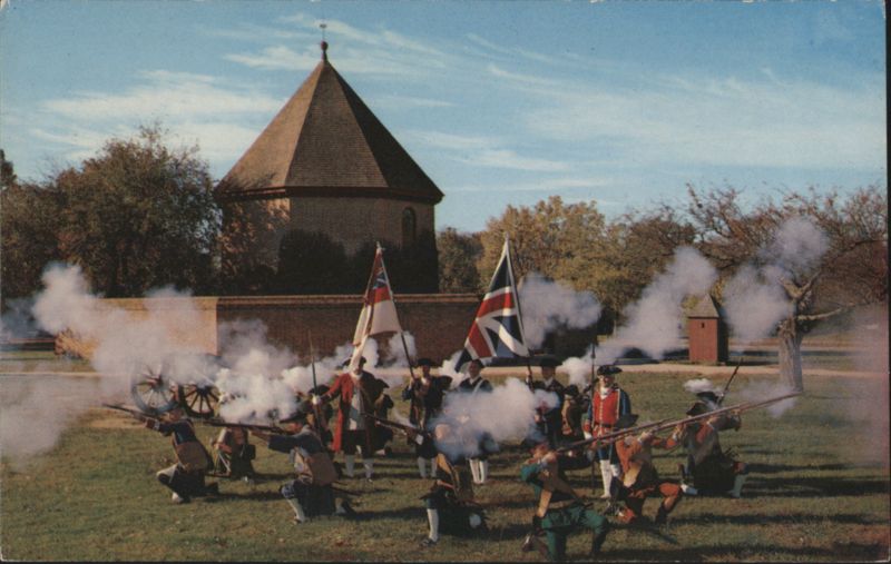 Colonial Williamsburg Militia Firing Brown Bess Muskets Virginia