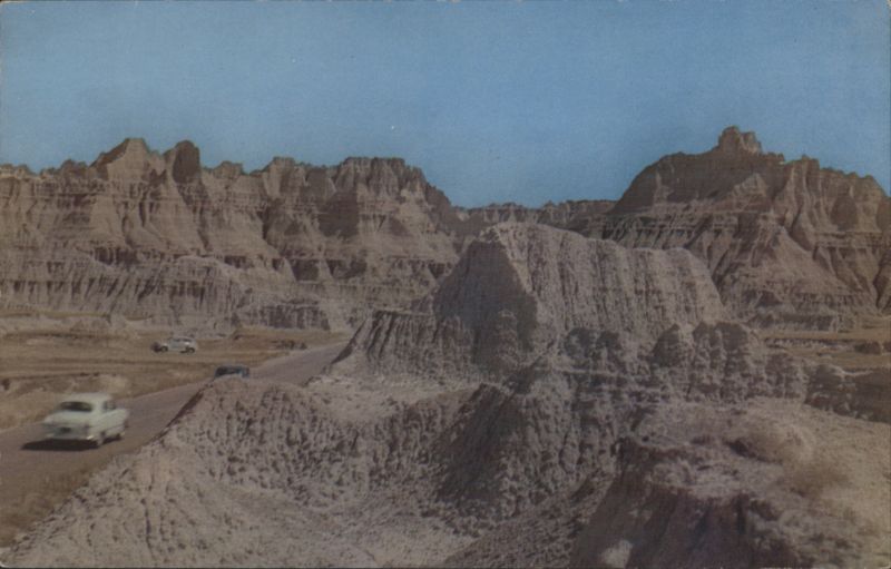 Badlands National Monument SD Landscape Road & Cars South Dakota
