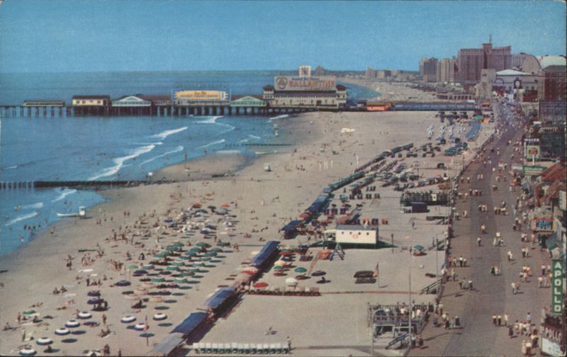 Atlantic City Boardwalk, Beach & Ocean Panoramic View New Jersey