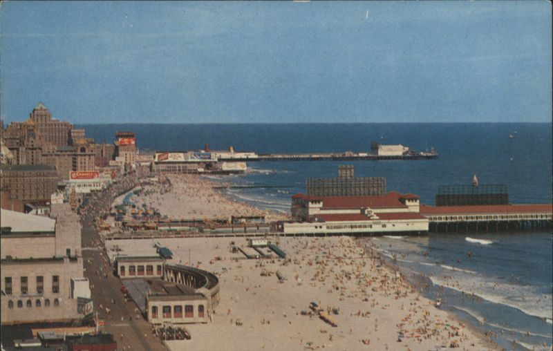 Atlantic City Boardwalk, Beach & Ocean Panoramic View New Jersey