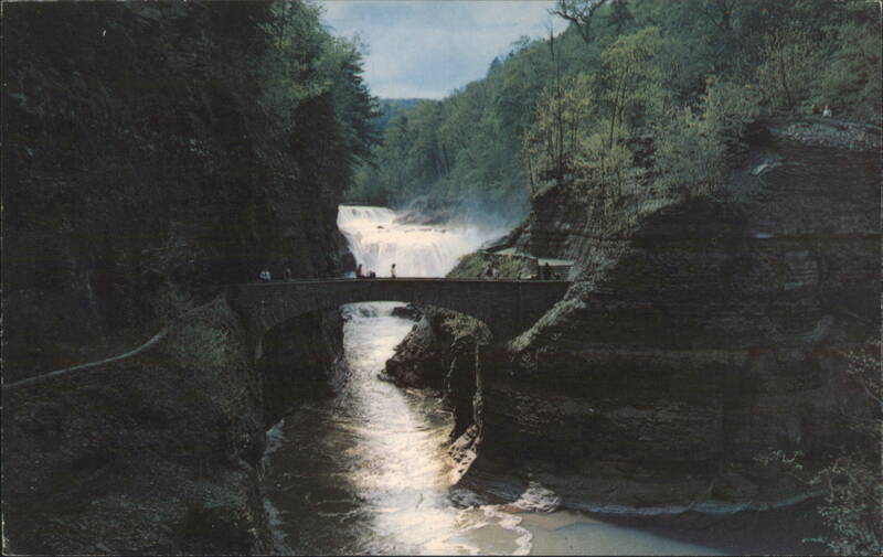 Letchworth State Park Lower Falls Genesee River Foot Bridge Castile New York