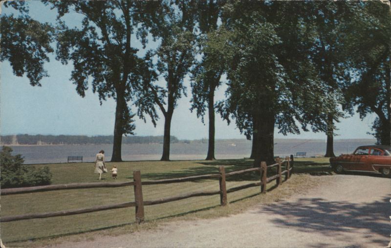 Beautiful Park by Water, Woman & Child, Erie, PA Pennsylvania