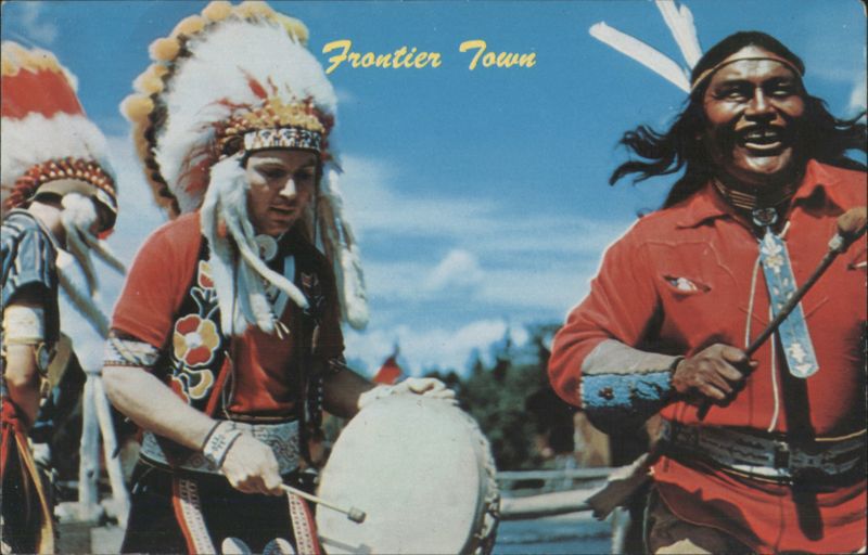 Frontier Town Indian Show, Native American Men Drumming North Hudson New York