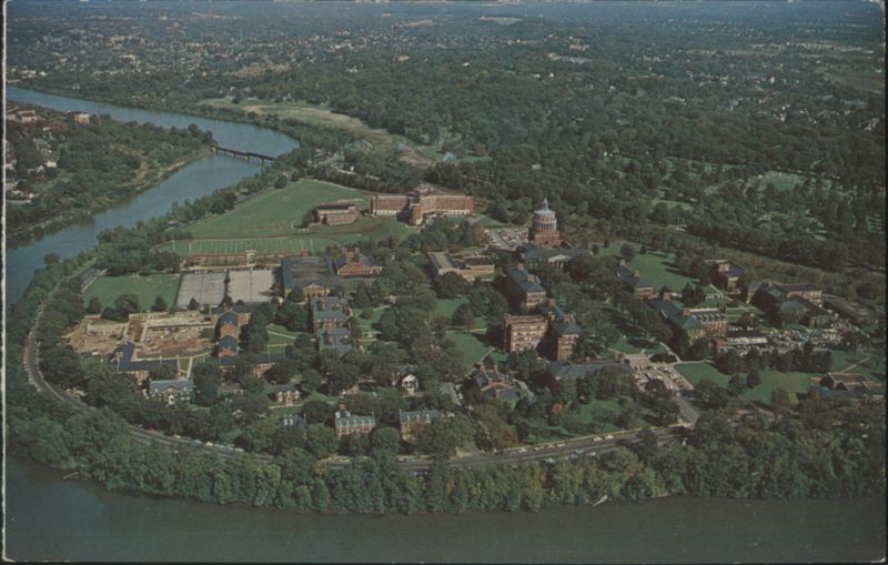 University of Rochester River Campus, Genesee River Aerial View New York