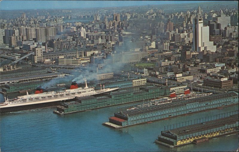 Ships France & United States at New York City Piers