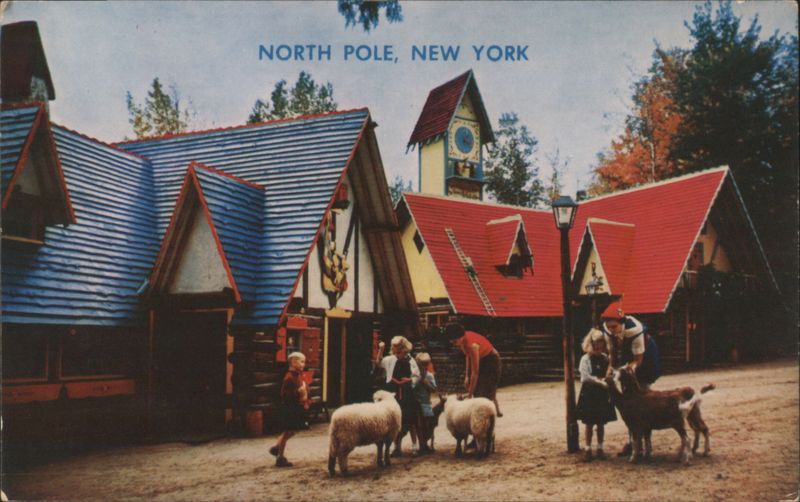 Santa's Workshop, Clock Tower, Elves, Sheep North Pole New York