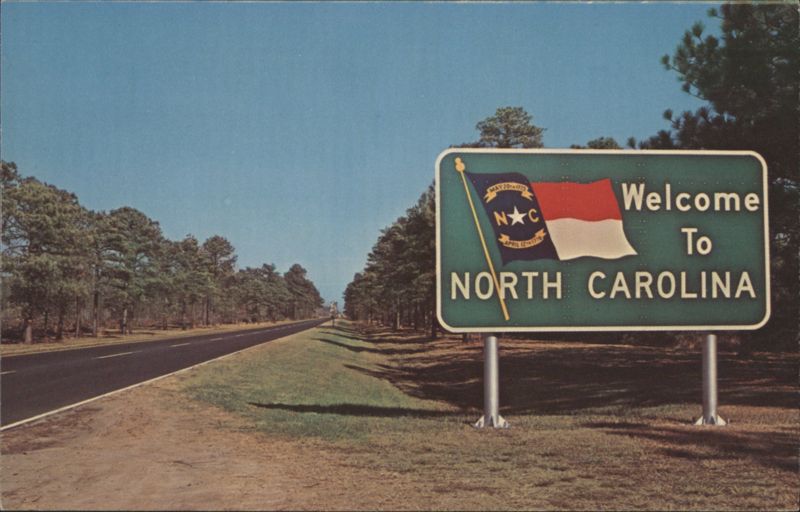 Welcome To NORTH CAROLINA State Border Sign C. H. Ruth