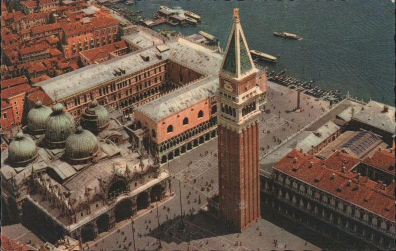 Piazza San Marco Aerial View, St. Mark's Campanile Venice Italy