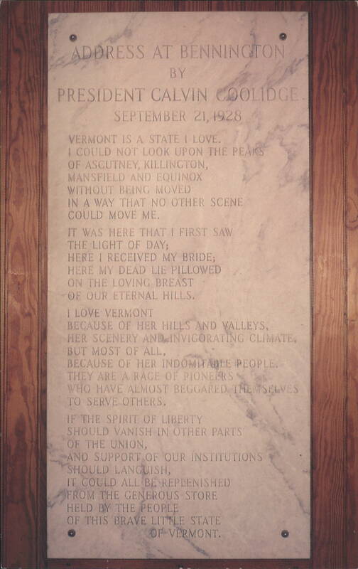Calvin Coolidge 'Vermont Is A State I Love' Tablet Plymouth