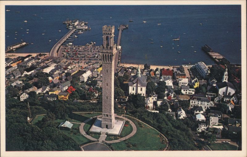 Aerial View Provincetown Pilgrim Tower Cape Cod MA Massachusetts