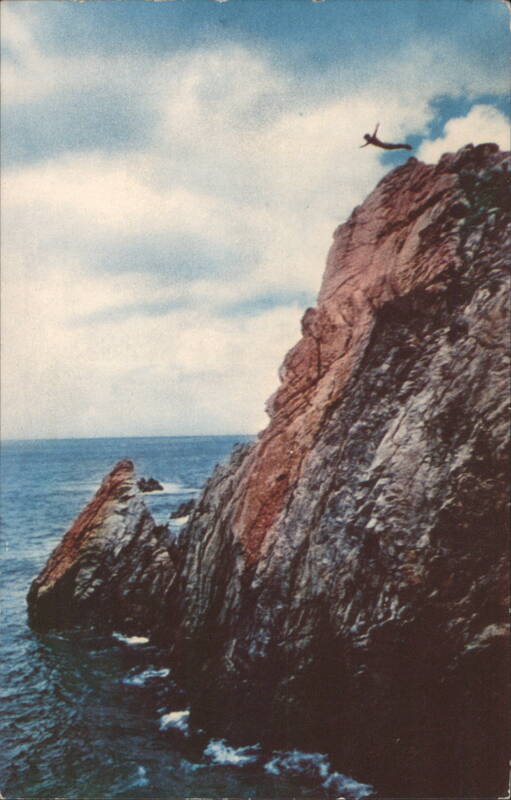 Acapulco Cliff Diver Leaping into Ocean Mexico