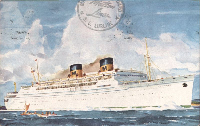Matson Lines Luxury Liner Lurline Ship at Sea Cruise Ships