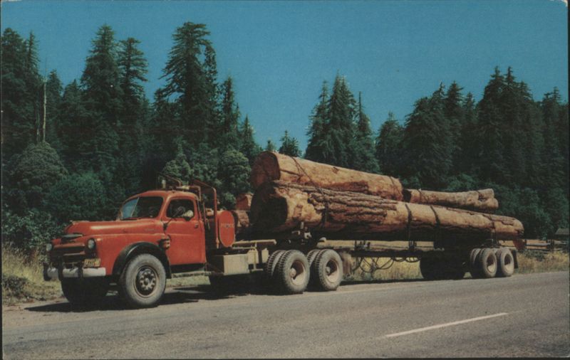 Logging Truck with Giant Redwood Logs, Western Forests California