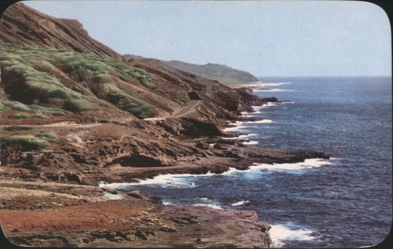 Shoreline Drive, Oahu - Dark Lava & Blue Pacific Hawaii