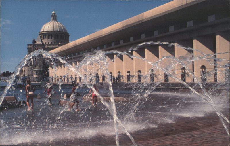 Summertime Church Plaza Fountain, Christian Science Center Boston Massachusetts