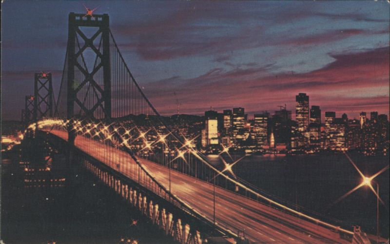 San Francisco-Oakland Bay Bridge Night View California