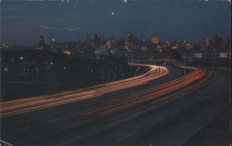 Night Scene, Unimpeded Traffic Flow on Modern Freeways San Francisco California
