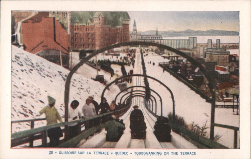 Tobogganing on the Terrace, Quebec QC Canada