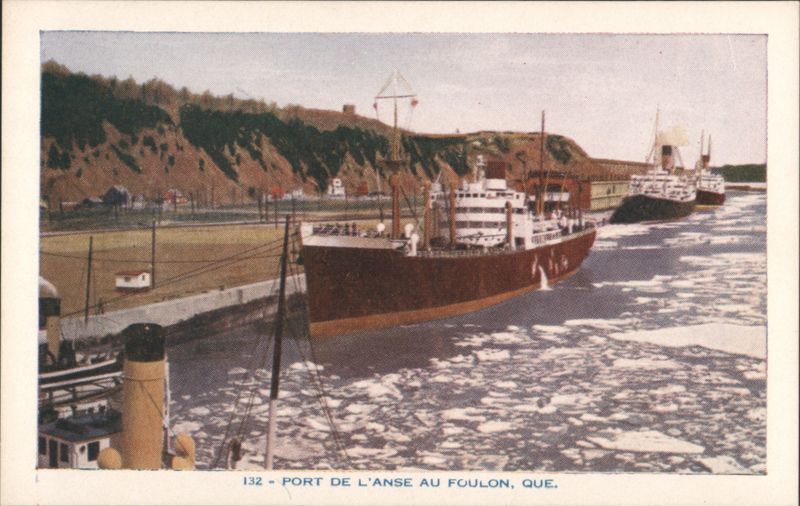 Port de l'Anse au Foulon, Ships in Icy Water QC Canada