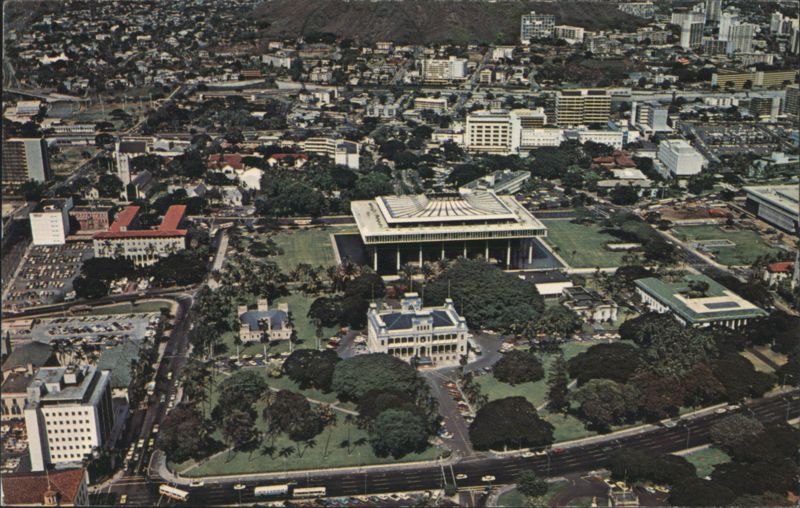 Aerial View Honolulu Hawaii State Capitol Iolani Palace