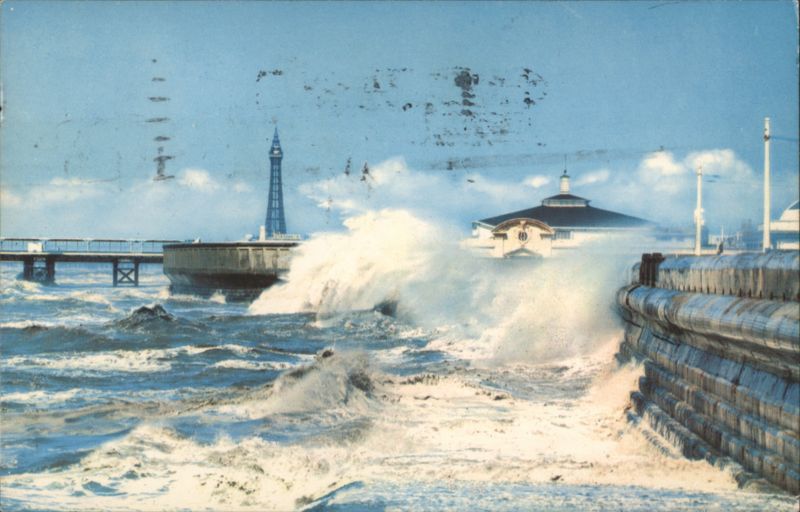 Blackpool Tower & Pier with Rough Seas United Kingdom