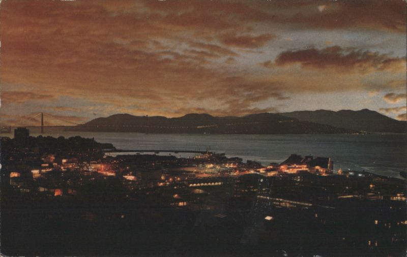 Twilight Panorama of Fisherman's Wharf & Golden Gate San Francisco California