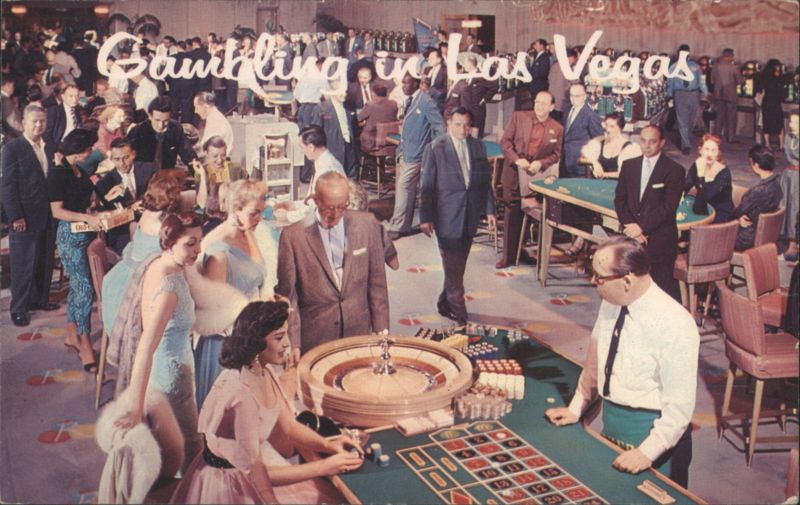 Gambling in Las Vegas Casino Interior, Roulette Table Nevada