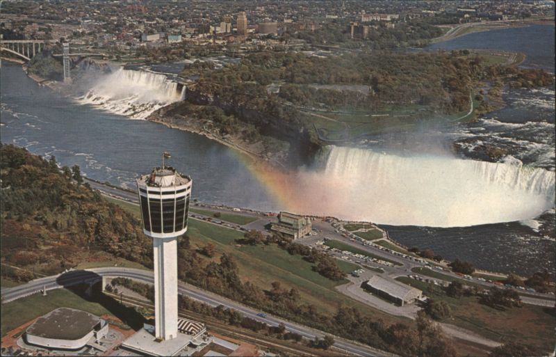 Niagara Falls with Seagram's Tower & Rainbow Canada