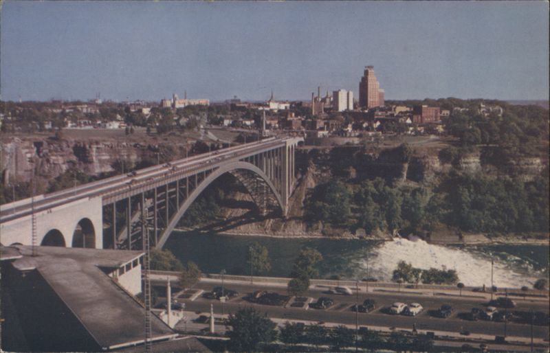 Rainbow Bridge Across Niagara River Gorge Skyline View Niagara Falls New York