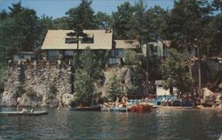 Blue Water Manor Log Cabins, Lake George, Diamond Point Postcard