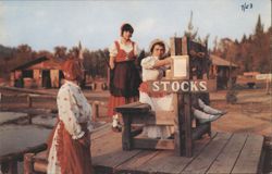 Colonial Stocks, Frontier Town, NY - Pioneer Log Town Postcard