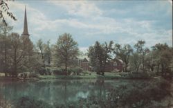 The Presbyterian Church, Westfield, NJ, with Pond & Steeple Postcard