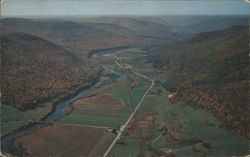 Pine Creek Valley & US Highway 6 from Mt. Tom, Wellsboro Postcard