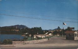KEQ Hotel, Saranac Lake, NY - Lake View with Mountains Postcard