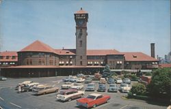 Union Station, GO BY TRAIN Clock Tower, Portland, Oregon Postcard