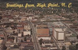 Greetings from High Point, N.C. Aerial City View Postcard