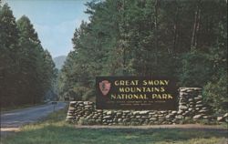 Great Smoky Mountains National Park Entrance Sign Postcard