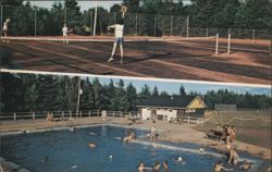 Cavendish Sunset Campground Tennis Court & Pool PEI Postcard