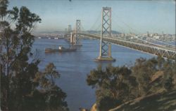 San Francisco-Oakland Bay Bridge, Ships, City Skyline Postcard