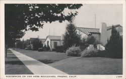 Residences on Van Ness Boulevard, Fresno, CA Postcard