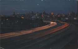 Night Scene, Unimpeded Traffic Flow on Modern Freeways Postcard