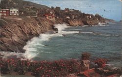 Laguna Beach High Tide, Precipitous Shore Line Postcard