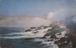 Rainbow at Niagara Falls, American Falls & Rainbow Bridge Postcard
