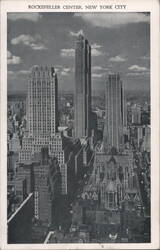 Rockefeller Center, RCA Building, St. Patrick's Cathedral, New York City Postcard