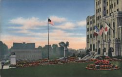 Medical Center, Flags, Garden, Jersey City Postcard