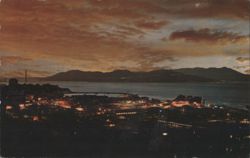 Twilight Panorama of Fisherman's Wharf & Golden Gate Postcard