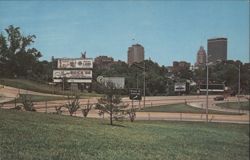 Winston-Salem Skyline with Billboards & Highways Postcard
