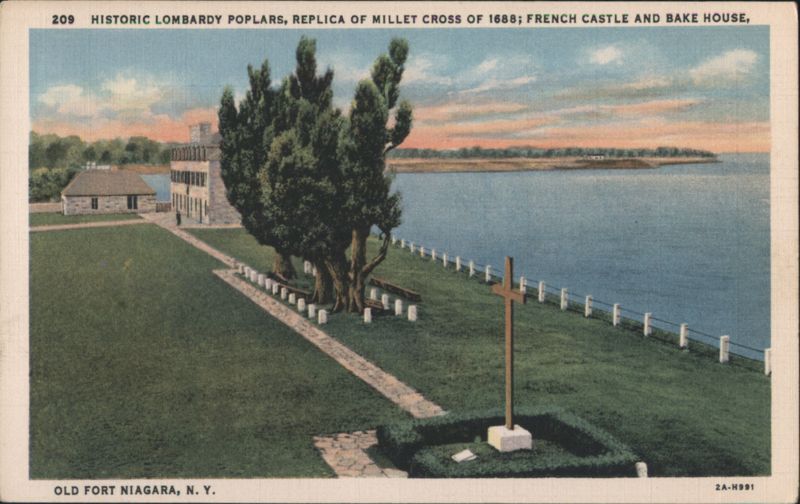 Historic Lombardy Poplars, Millet Cross, French Castle Youngstown New York