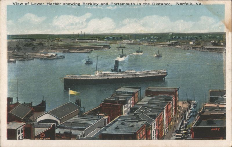 Lower Harbor with Berkley and Portsmouth in Distance Norfolk Virginia